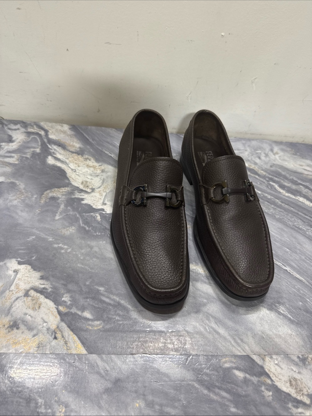 Salvatore Ferragamo Loafers Shoe Sz 9/5 D brown pebble